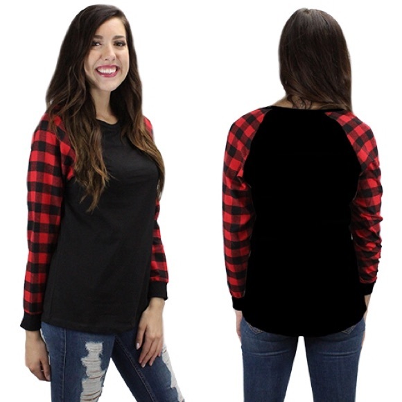 Buffalo Plaid Long Sleeve Top Small - Picture 2 of 2